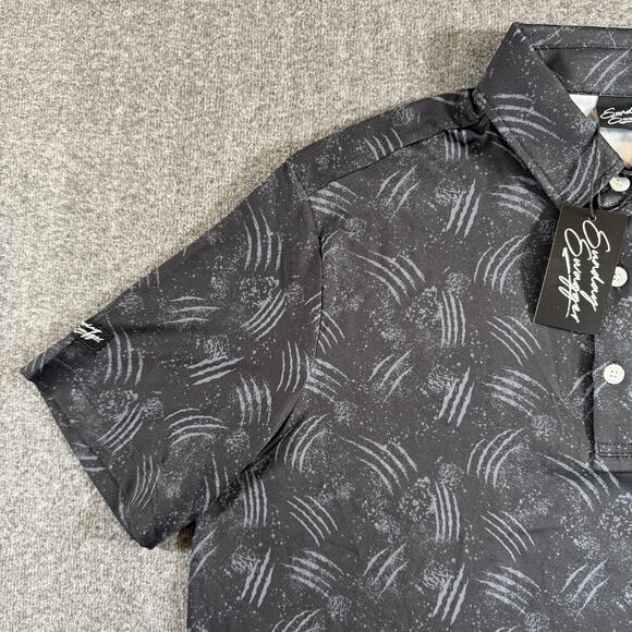 Sunday Swagger Polo Shirt Mens Medium Frisco Pandas Black Gray MLP Pickleball - Picture 8 of 12